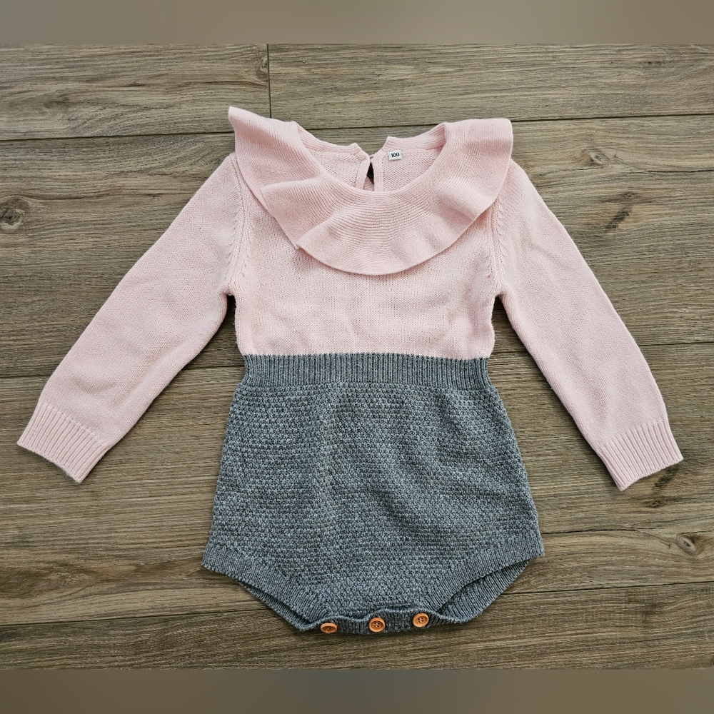 Pink and Gray Kids Romper